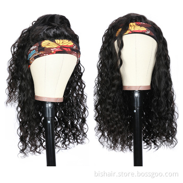 BIS Headband Wig Human Hair Water Wave 150% Density Brazilian Headband Wigs Remy Human Hair For Black Women 10-28 Inch